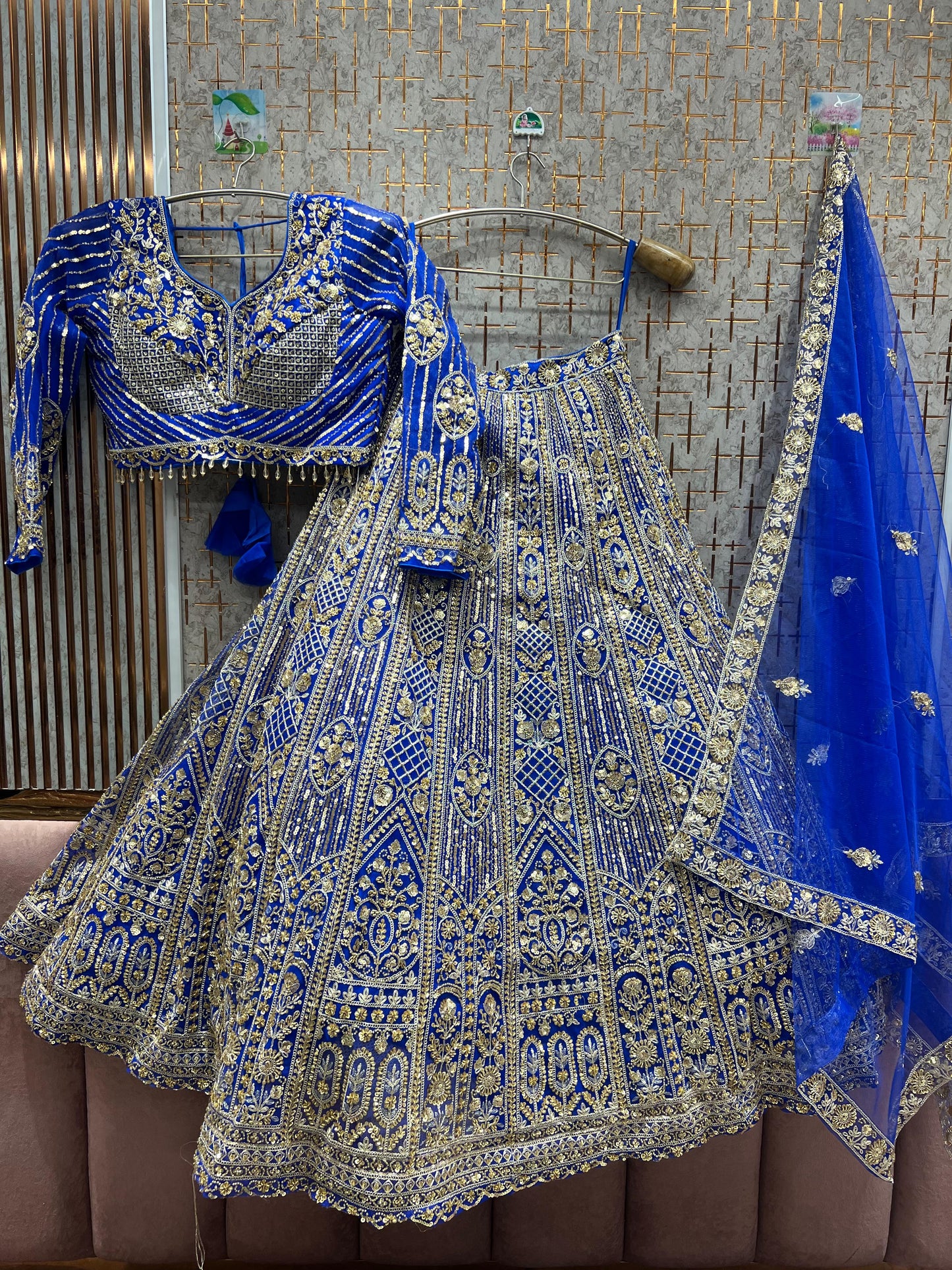 Attractive Navy blue Crop top Lehenga