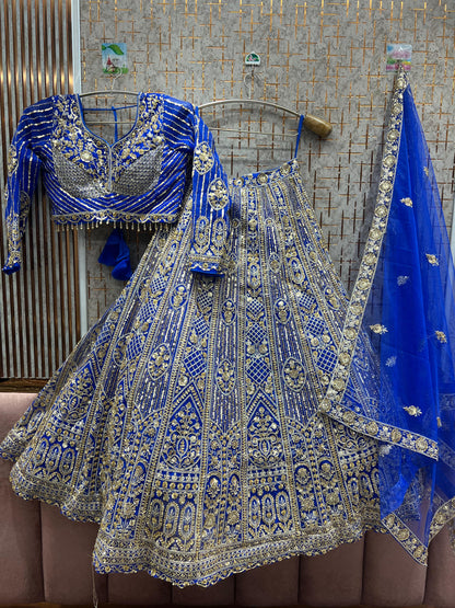 Attractive Navy blue Crop top Lehenga