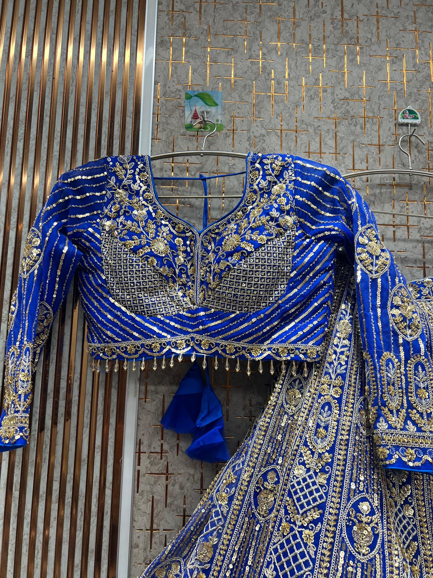 Attractive Navy blue Crop top Lehenga