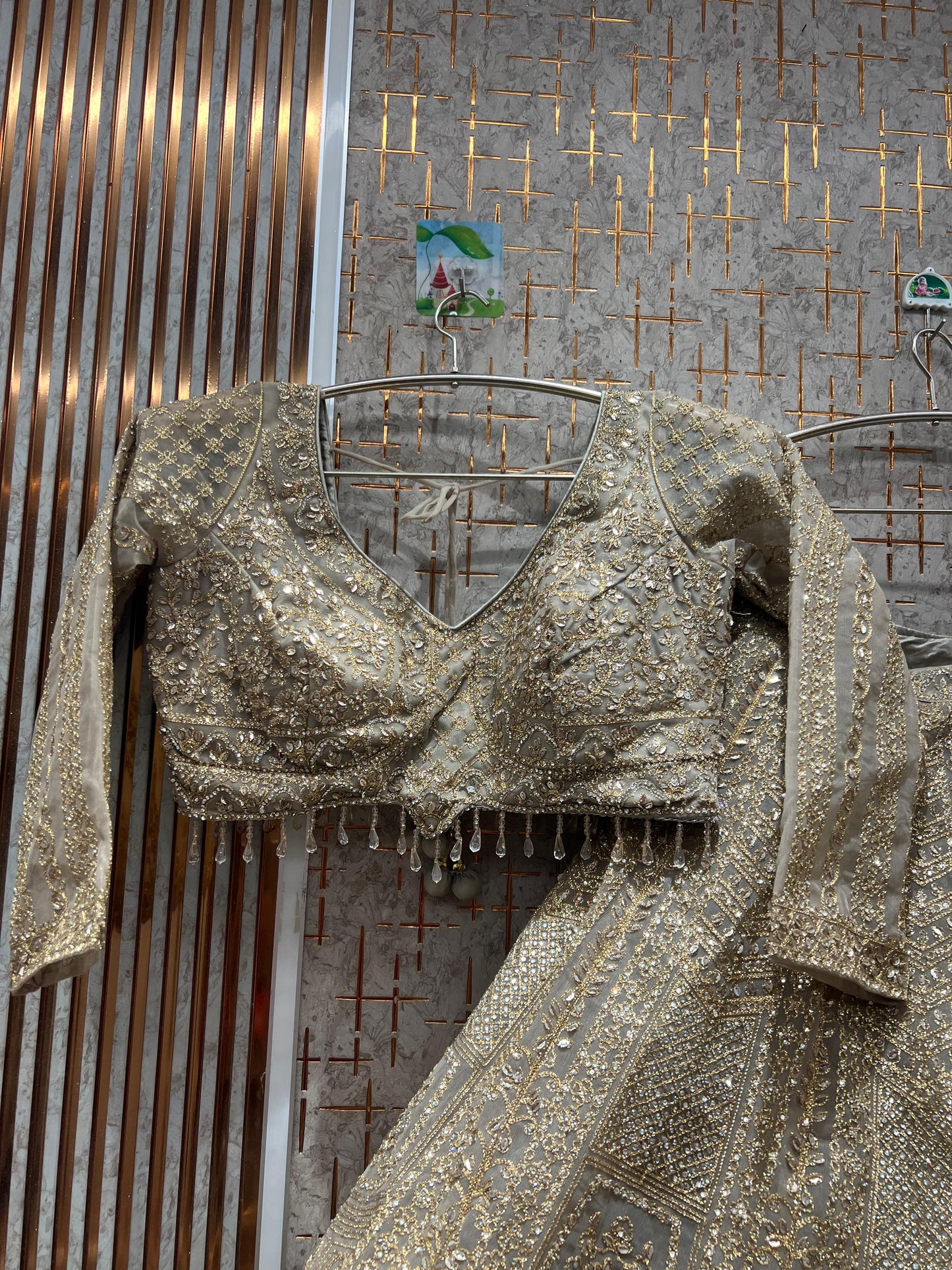 Amazing pista green Crop top Lehenga