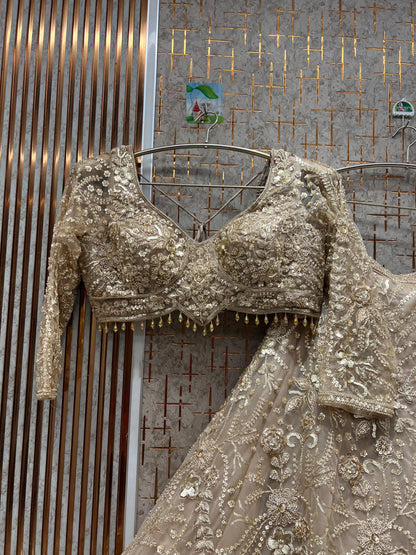 Astonishing golden Crop top Lehenga