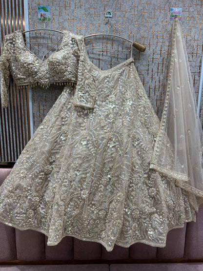 Astonishing golden Crop top Lehenga