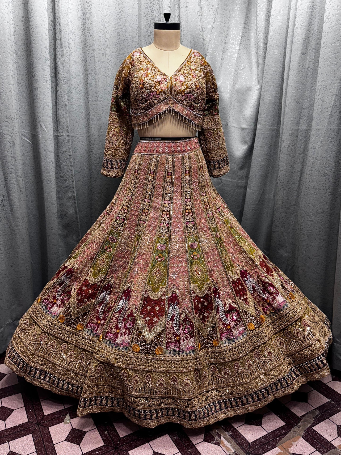Beautiful yellow pink peacock Double Duptta Lehenga Happy Customer