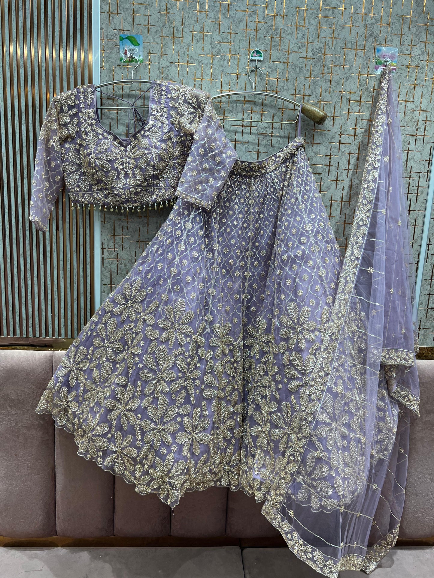 Gorgeous Lavender Floral Crop top Lehenga