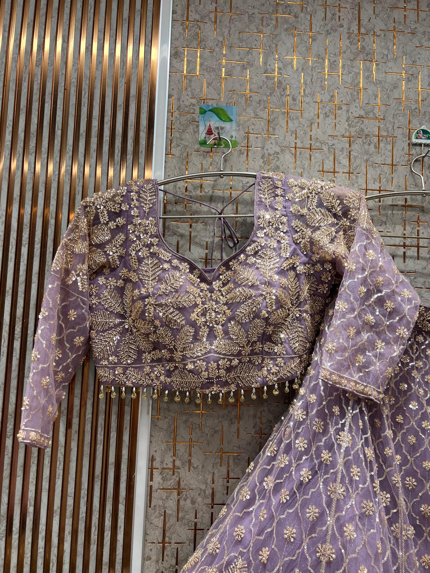 Gorgeous Lavender Floral Crop top Lehenga