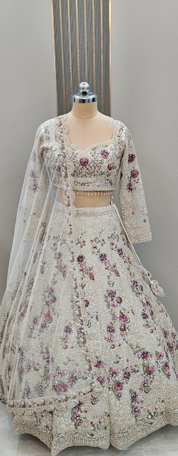 Astonishing peach Crop top Lehenga
