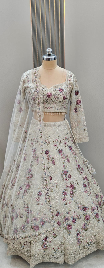 Astonishing peach Crop top Lehenga