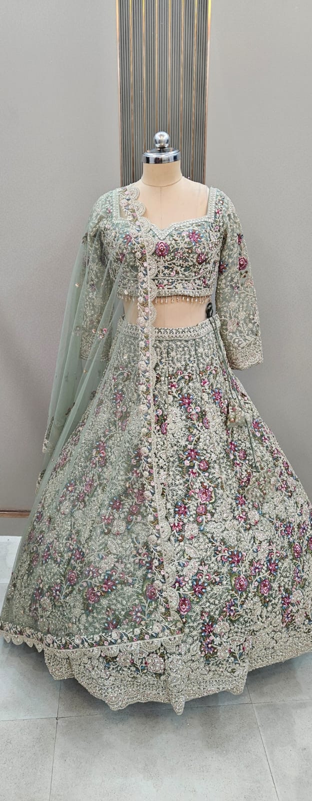 Astonishing peach Crop top Lehenga