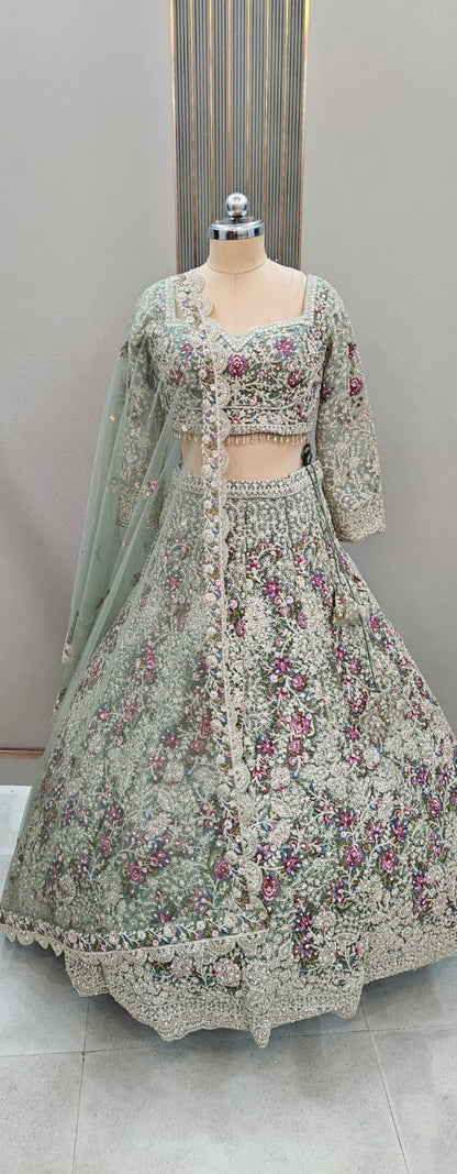 Astonishing peach Crop top Lehenga