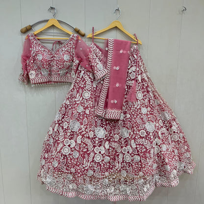 Fabulous light pink Crop top Lehenga