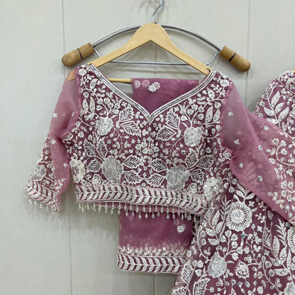 Fabulous light pink Crop top Lehenga