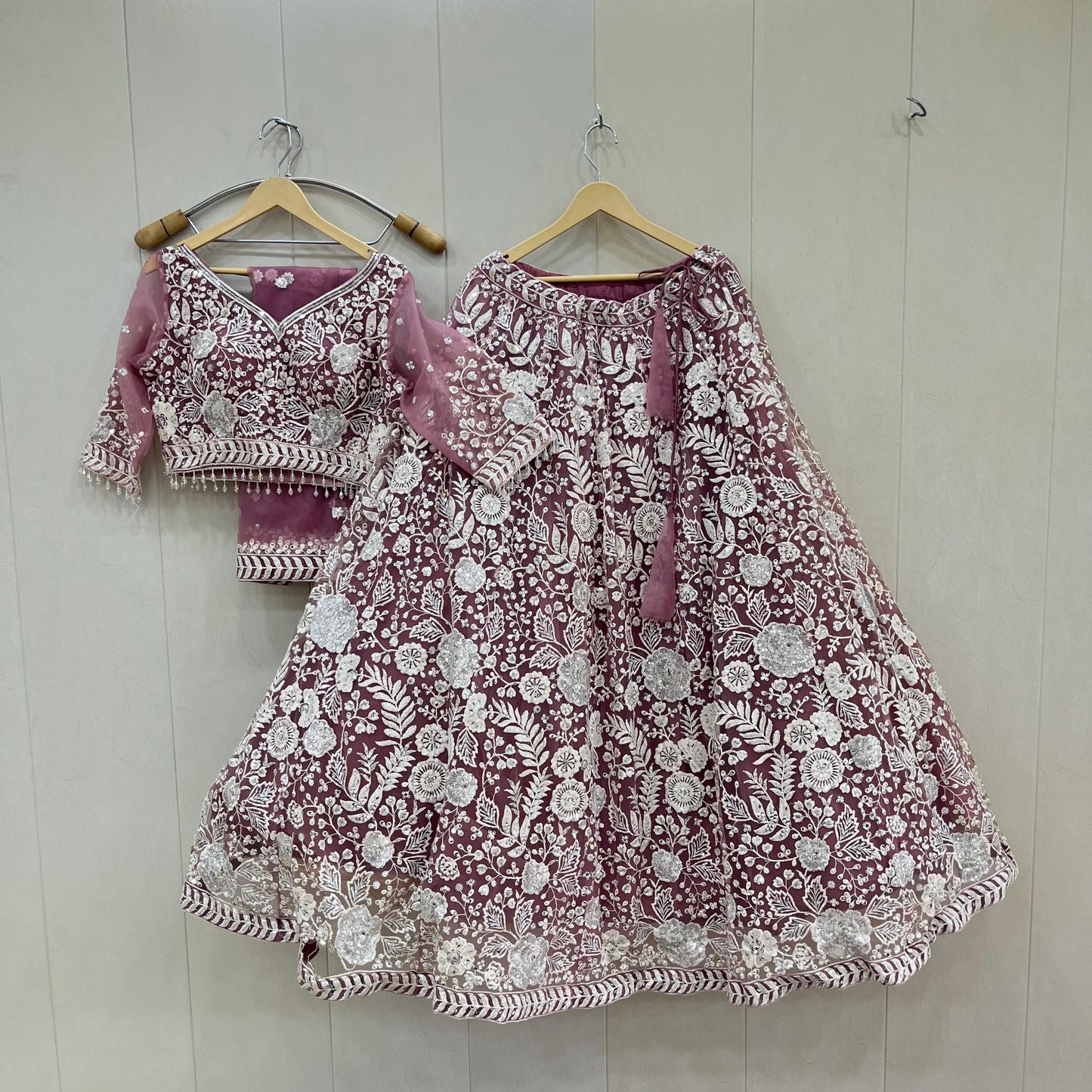 Fabulous light pink Crop top Lehenga