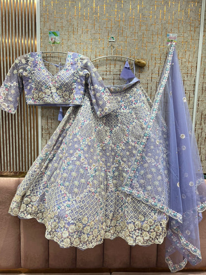 Pleasing peach light yellow Crop top Lehenga