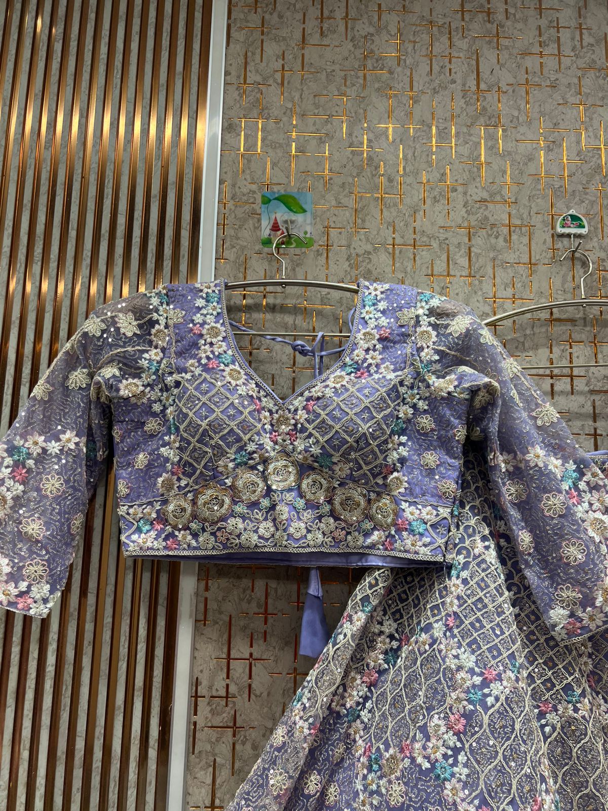 Pleasing peach light yellow Crop top Lehenga