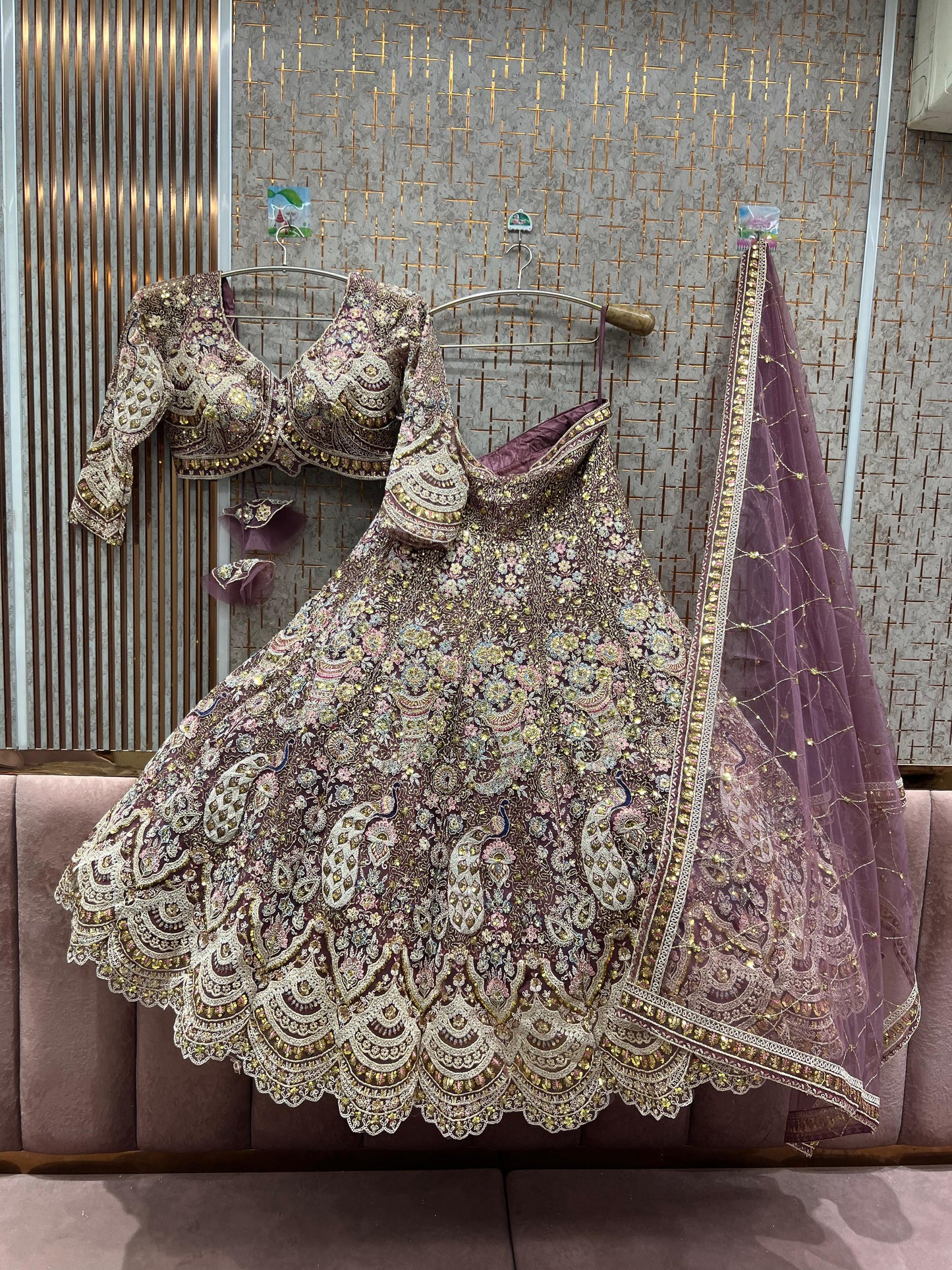 Something different Light pink peacock crop top Lehenga Happy Customer