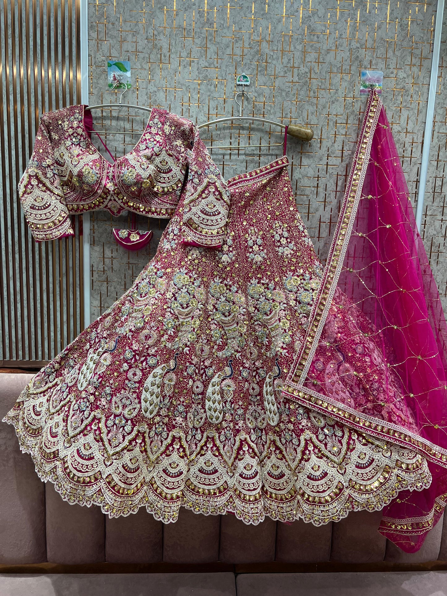 Something different Light pink peacock crop top Lehenga Happy Customer
