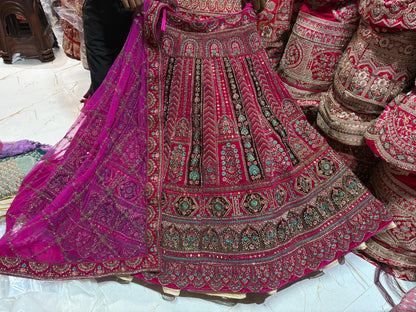 Pleasing Hot pink Bridal Lehenga