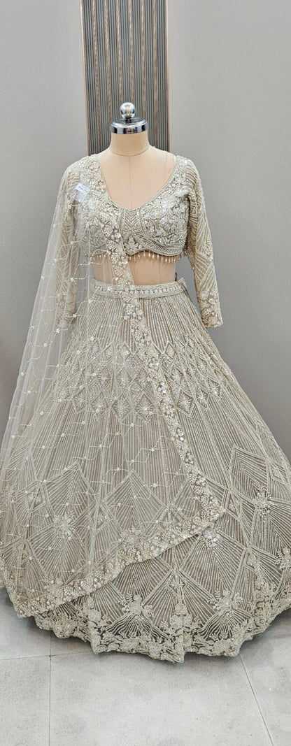 Designer Black Sequins Crop top Lehenga