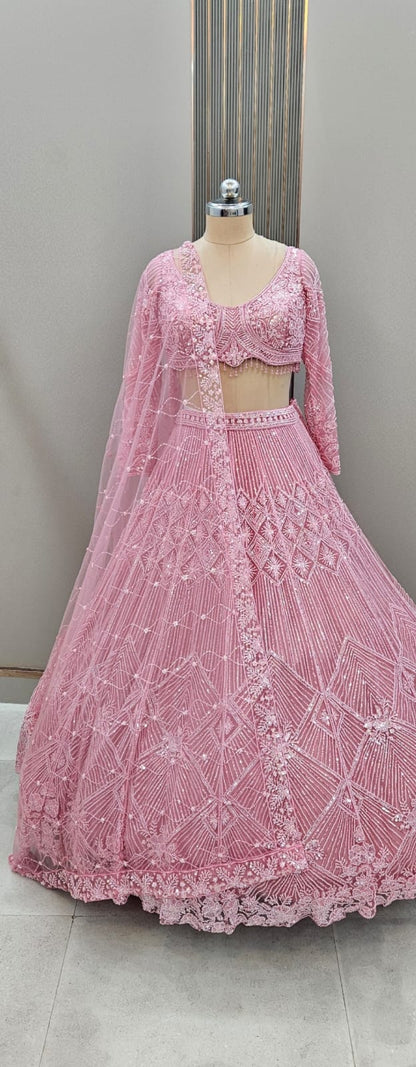 Designer Black Sequins Crop top Lehenga