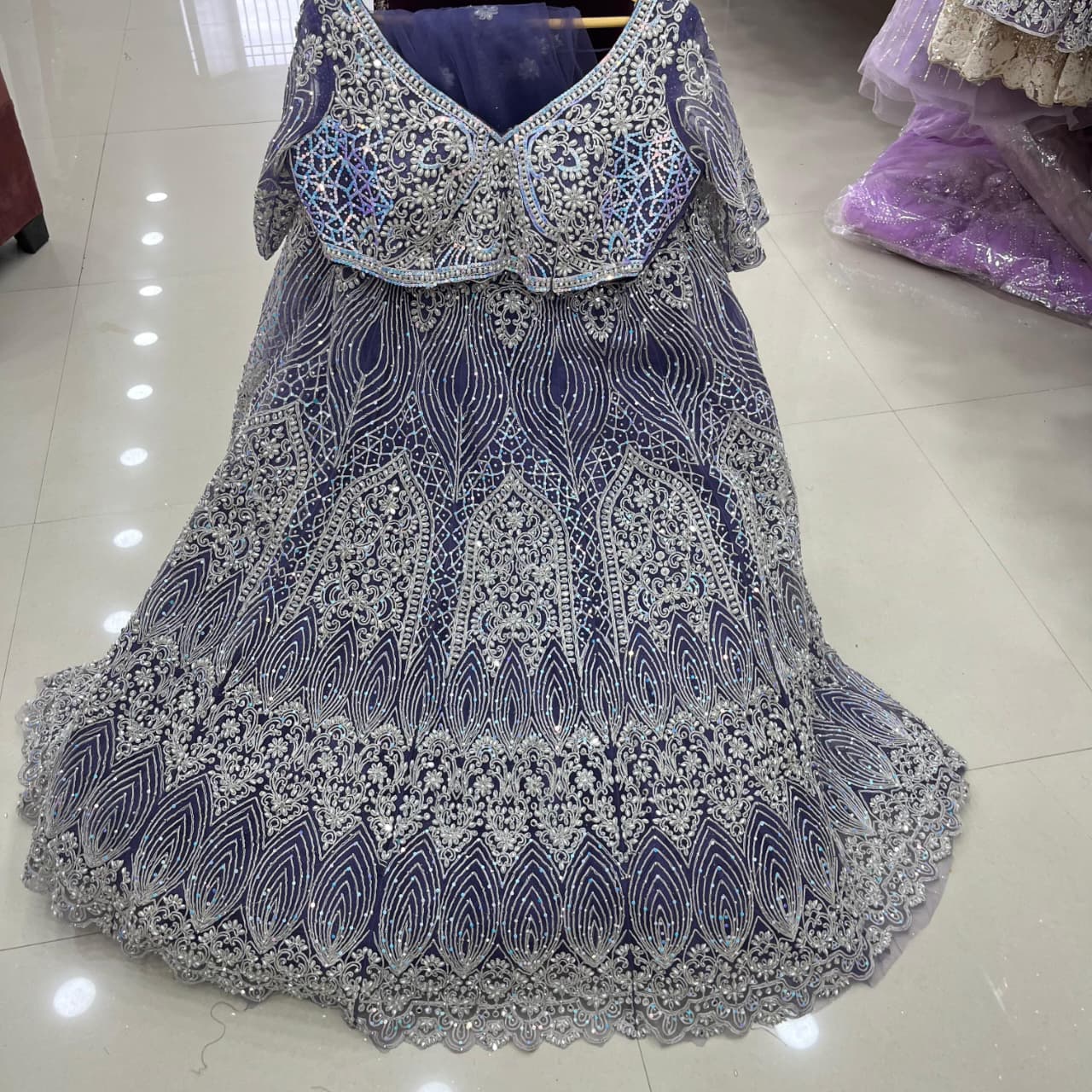 Good looking purple Crop top Lehenga