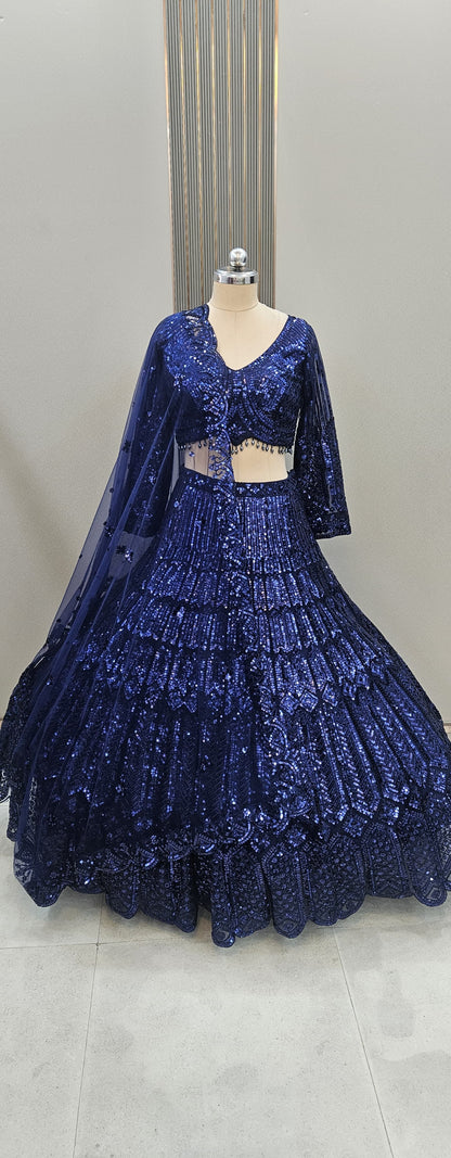 Lovely black on Black Monotone Crop top Lehenga