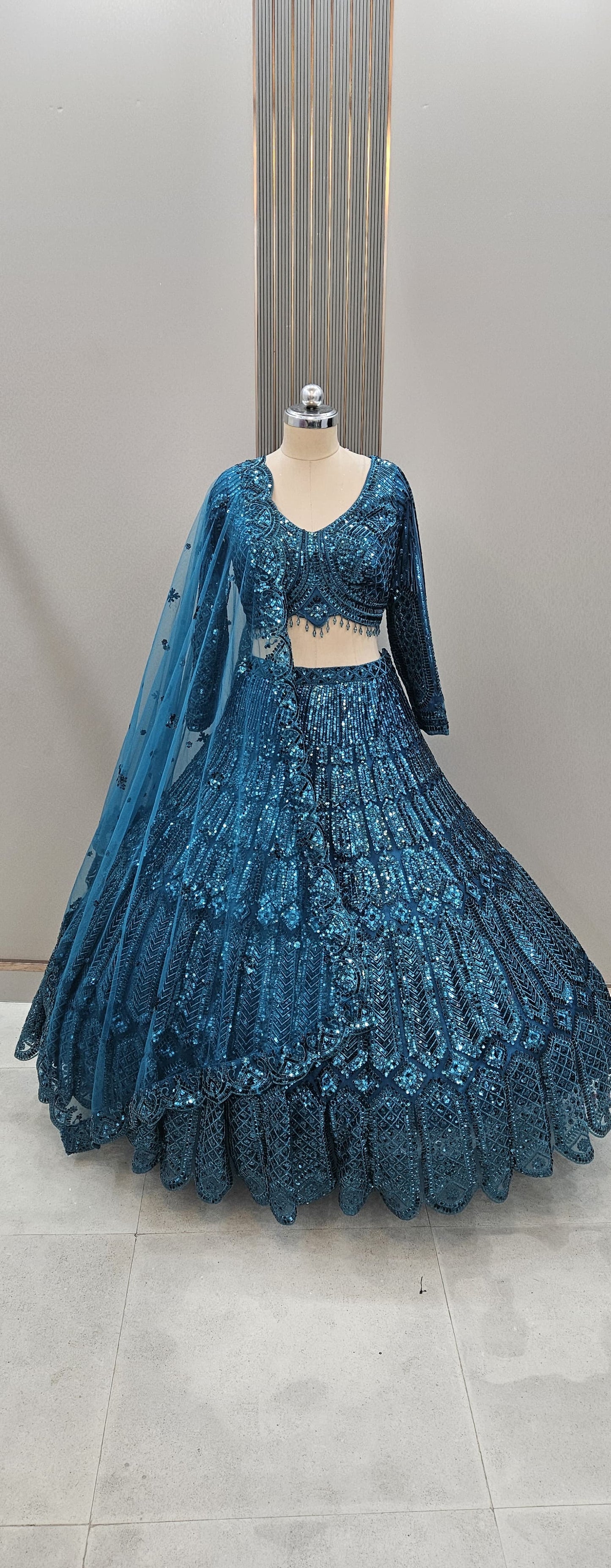 Fabulous peacock golden crop top Lehenga happy customer