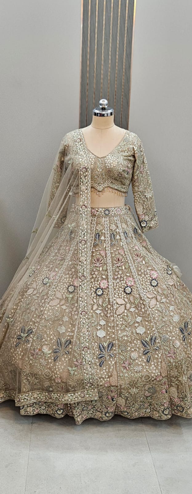 Beautiful pink Floral Crop top Lehenga