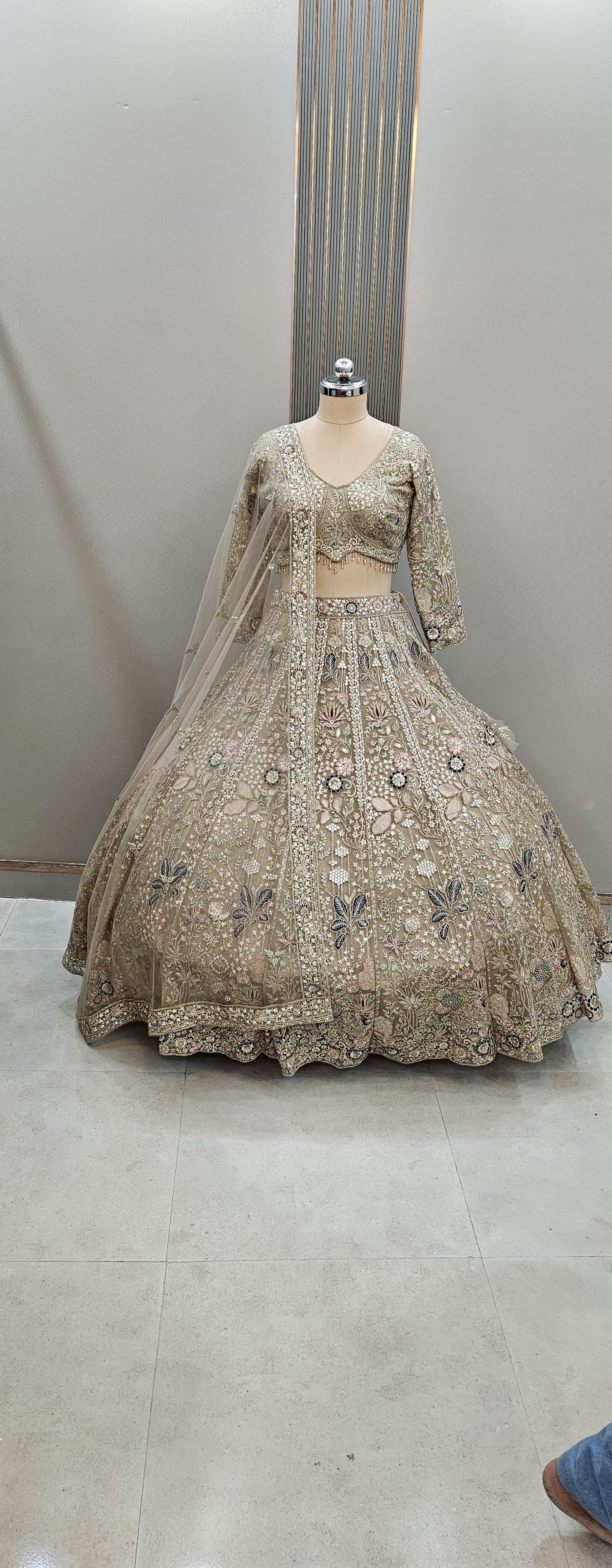 Beautiful pink Floral Crop top Lehenga