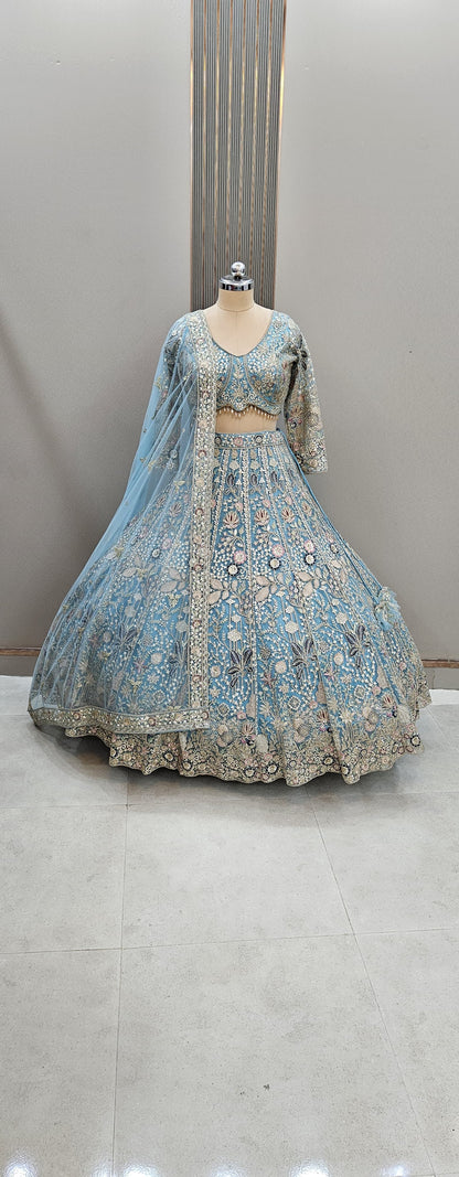 Beautiful pink Floral Crop top Lehenga