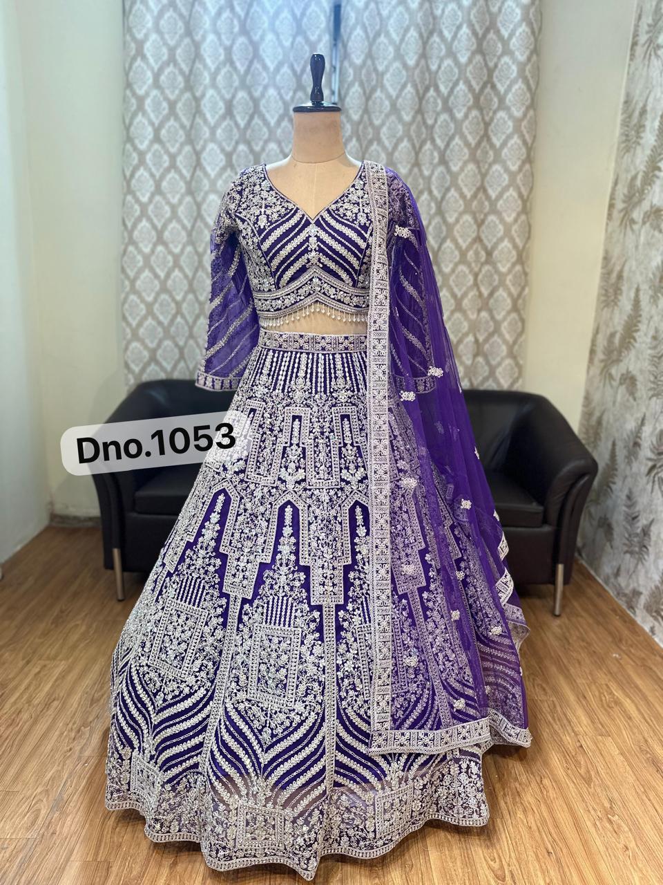 Pleasing purple Crop top Lehenga