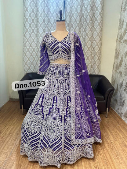 Pleasing purple Crop top Lehenga