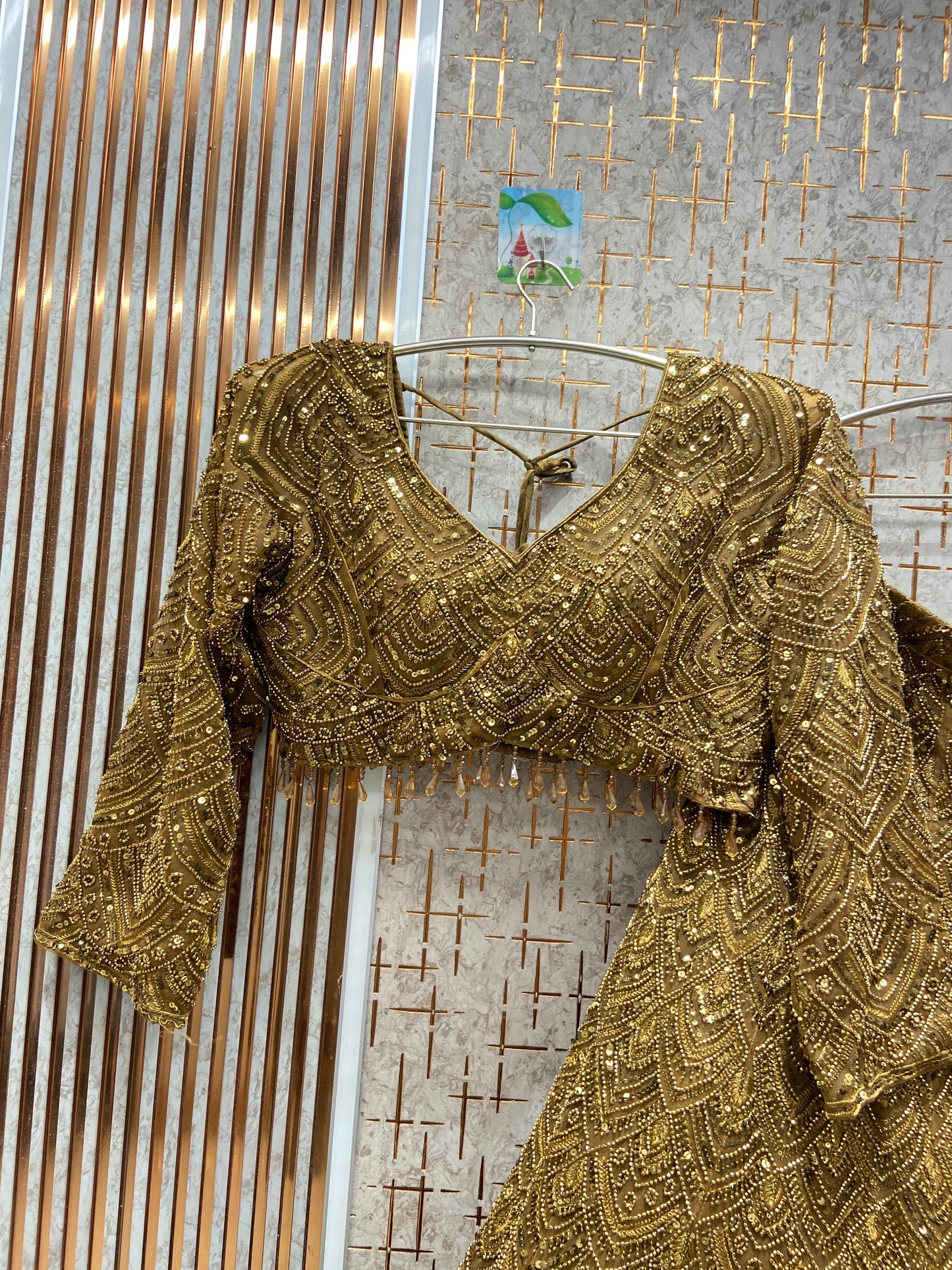 Amazing light golden Monotone Crop top Lehenga