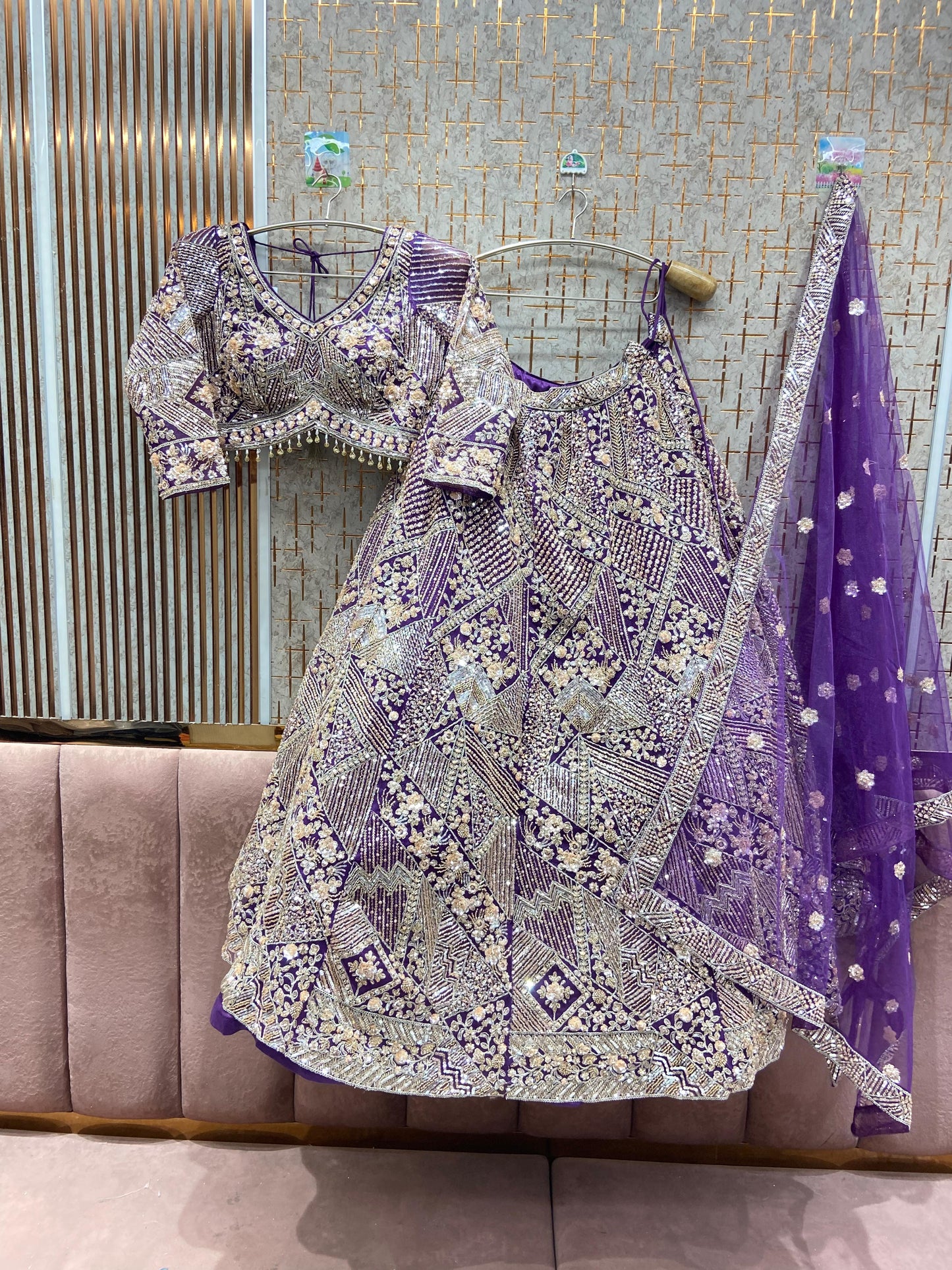 Attractive purple Crop top Lehenga