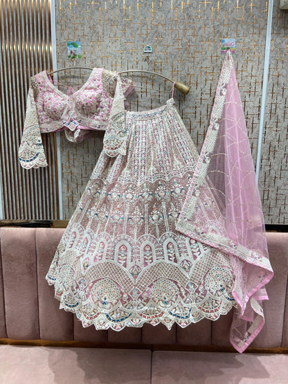 Glamorous pista green peacock Crop top Lehenga