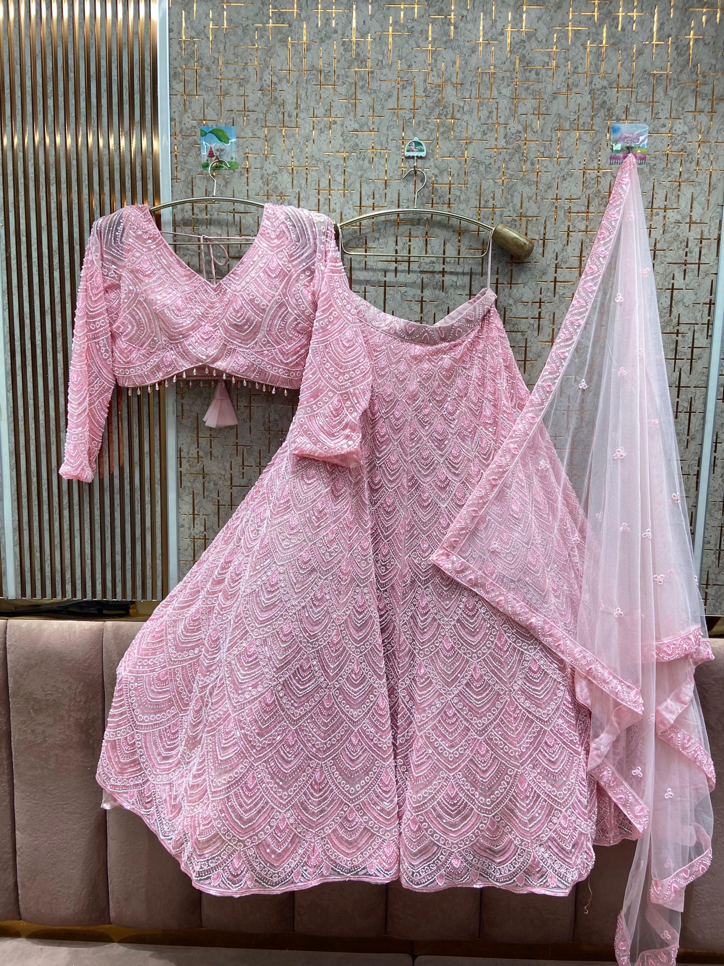 Amazing light golden Monotone Crop top Lehenga