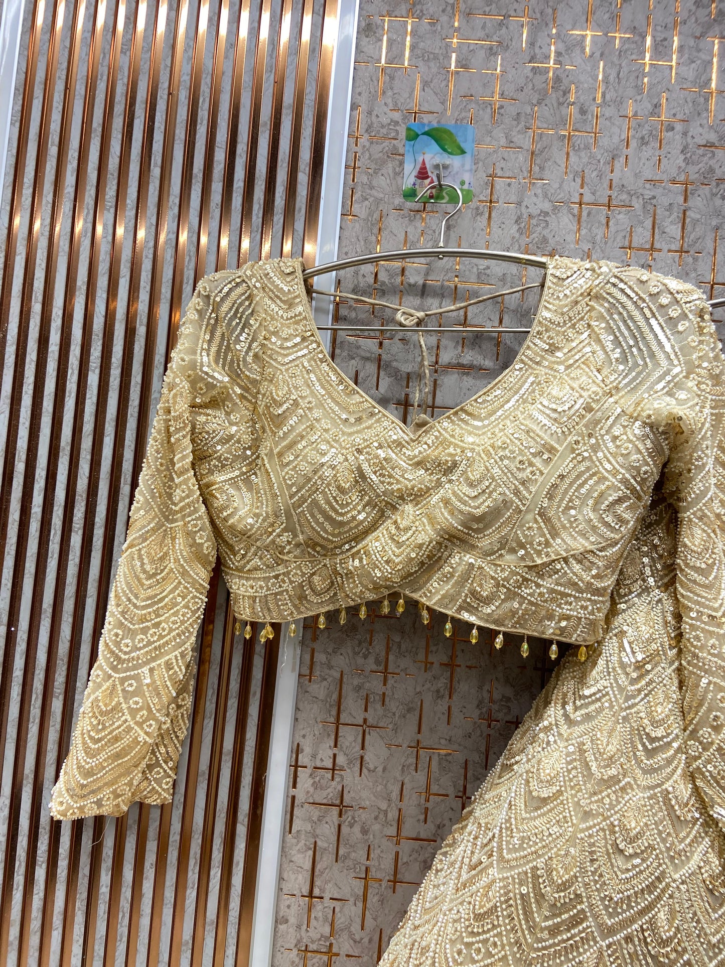 Amazing light golden Monotone Crop top Lehenga