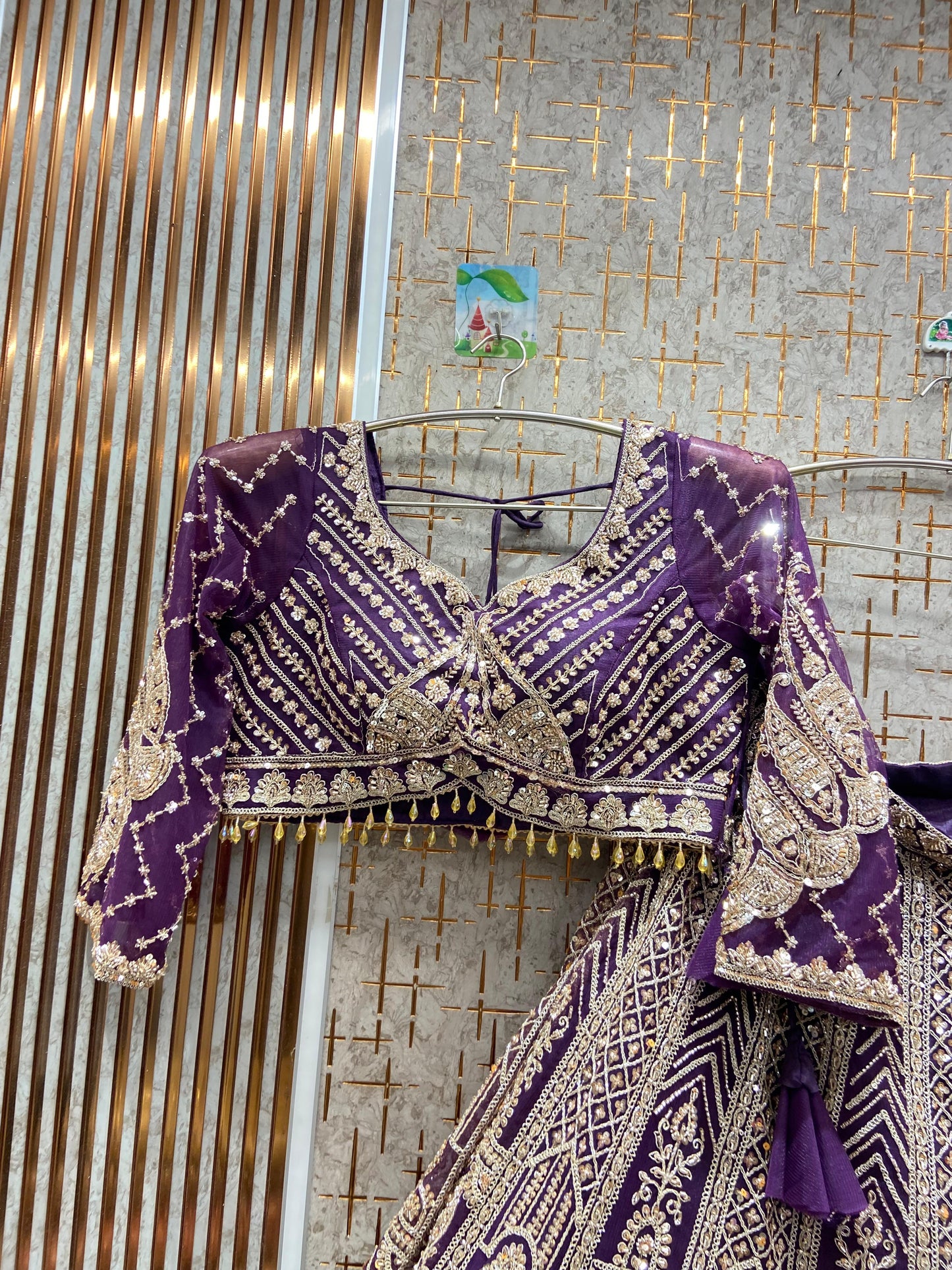 Designer purple Crop top Lehenga
