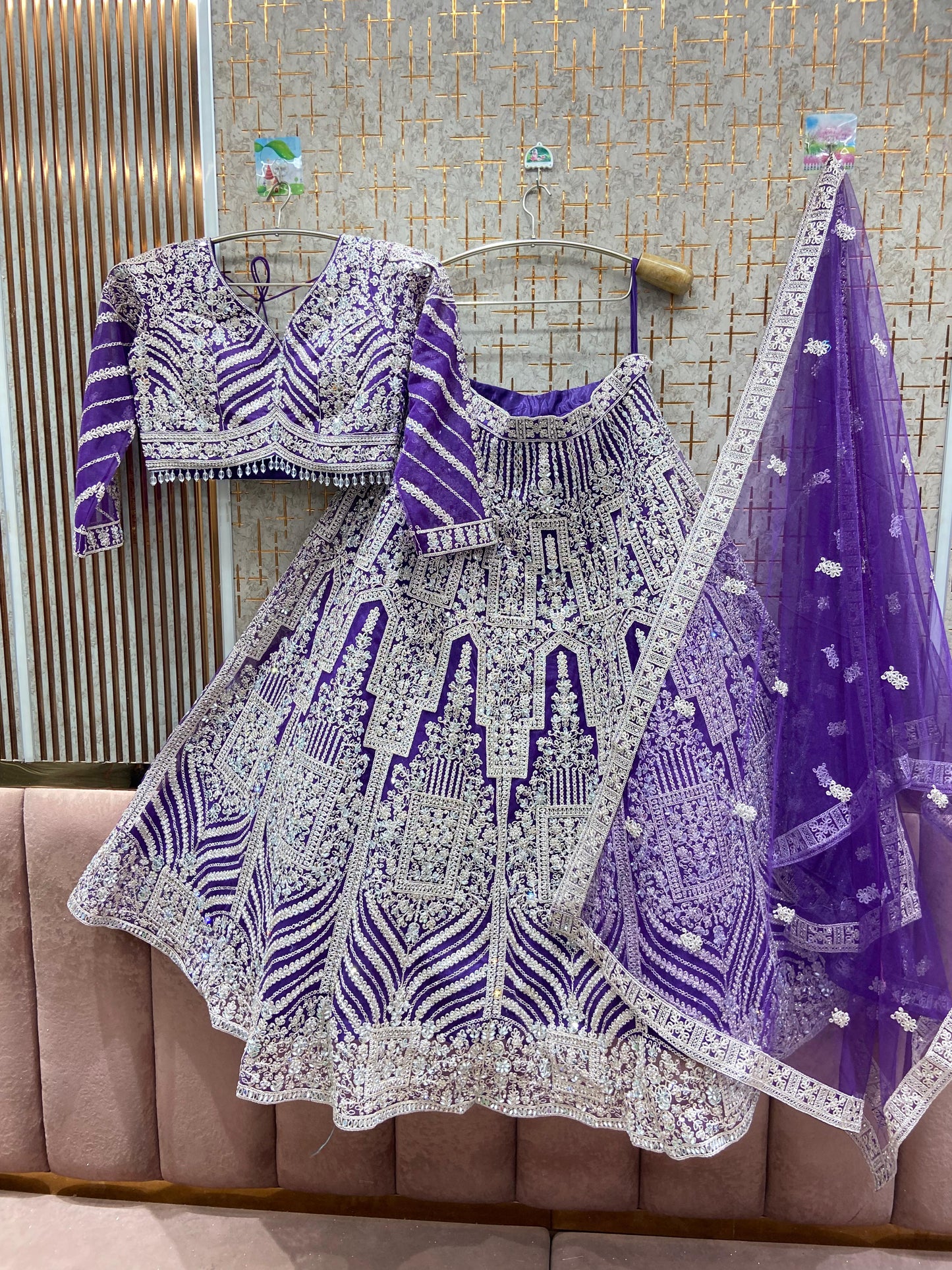 Pleasing purple Crop top Lehenga