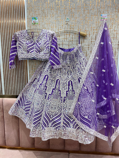 Pleasing purple Crop top Lehenga