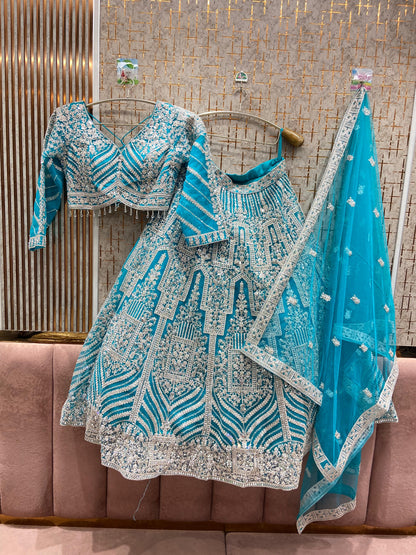 Pleasing purple Crop top Lehenga