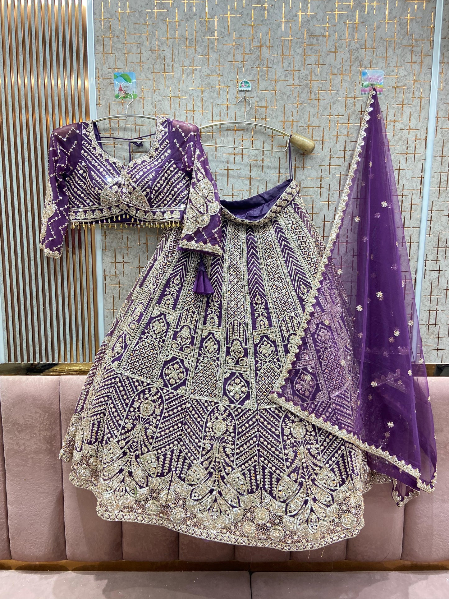 Designer purple Crop top Lehenga