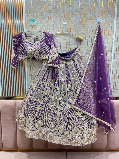 Designer purple Crop top Lehenga