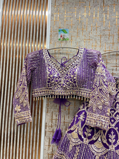 Amazing purple Crop top Lehenga