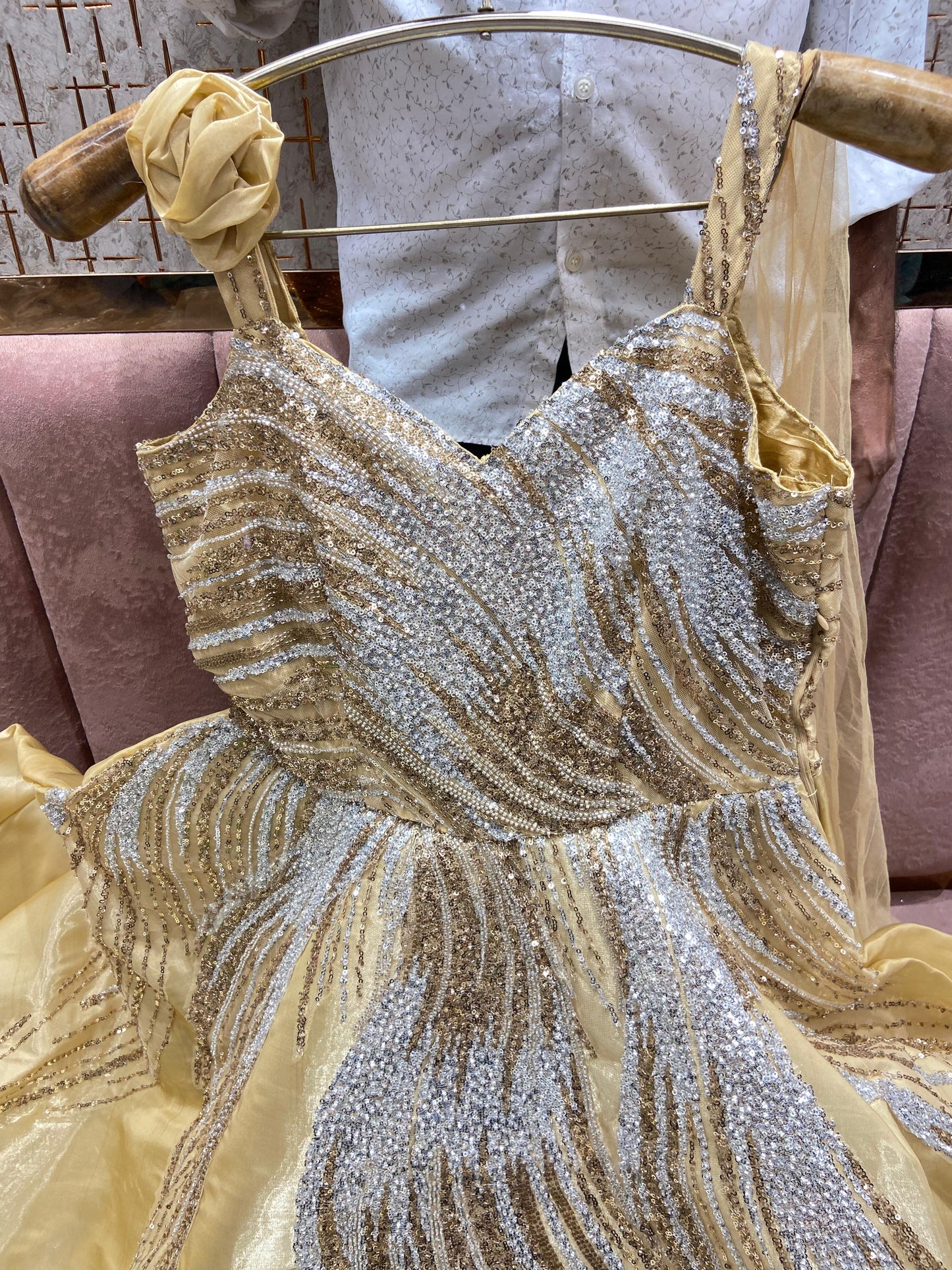 Delightful golden Sequins Gown