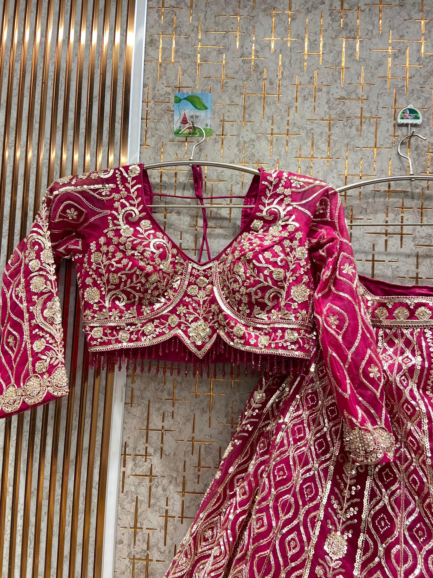 Embellished orange Crop top Lehenga