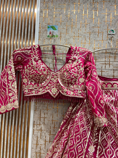 Embellished orange Crop top Lehenga