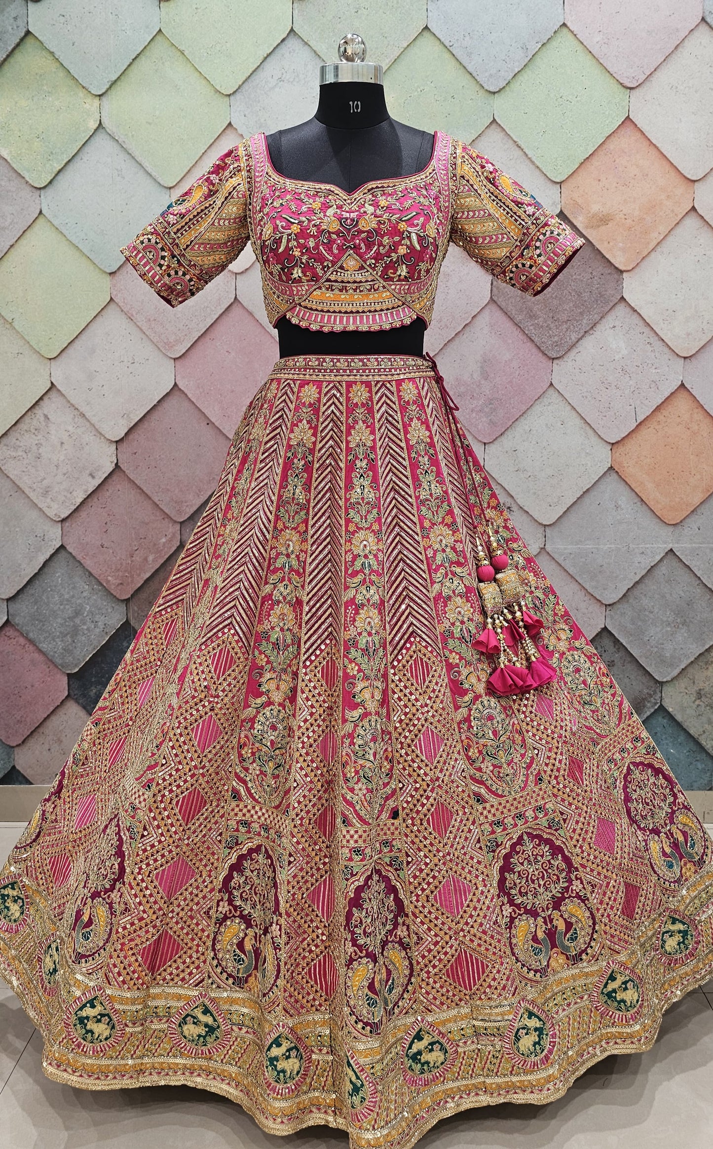 Awesome green peacock Crop top Lehengal