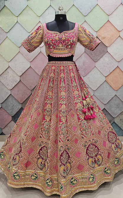 Awesome green peacock Crop top Lehengal