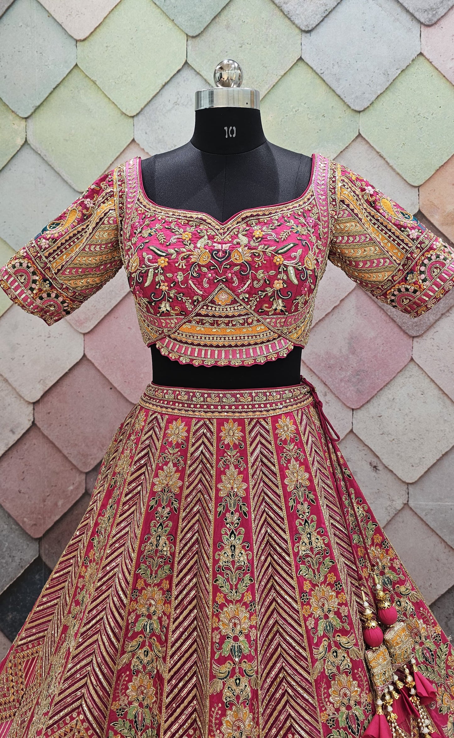 Awesome green peacock Crop top Lehengal