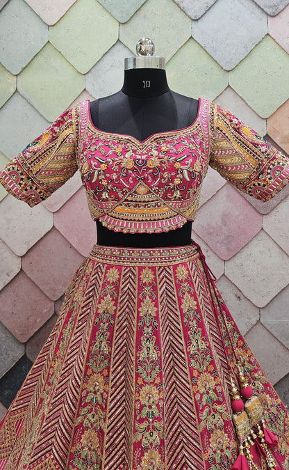 Awesome green peacock Crop top Lehengal